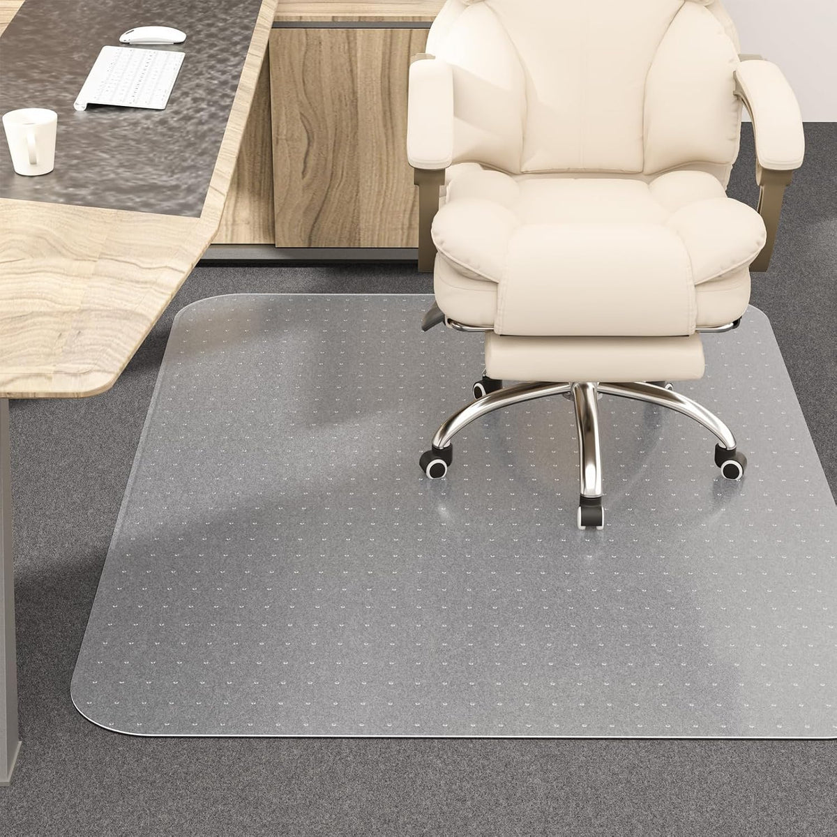Office Chair Mat for Carpet, 53" X 45" Clear PVC Desk Chair Mat