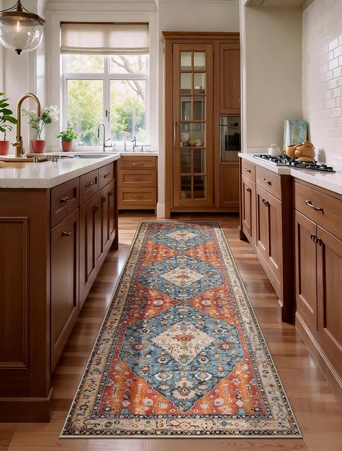 SERISSA Runner Rug for Hallways, 3x8 Washable Non Slip Kitchen Runner Rug