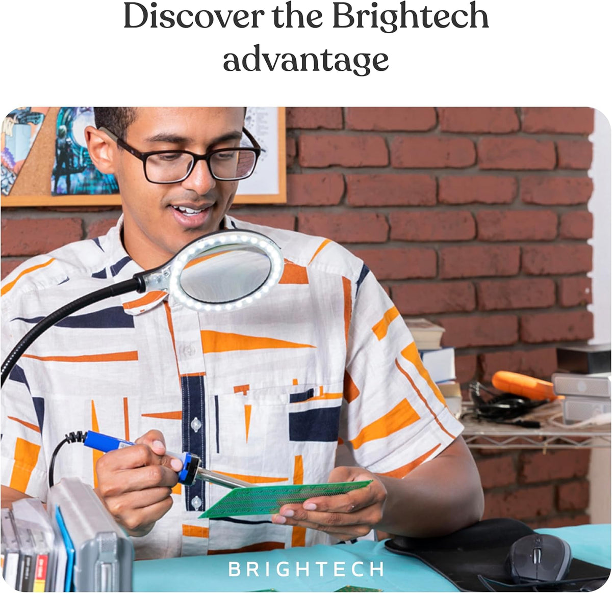 Brightech LightView Flex Magnifying Desk Lamp, 1.75X Light Magnifier, Adjustable Magnifying Glass with Light for Crafts, Reading, Close Work