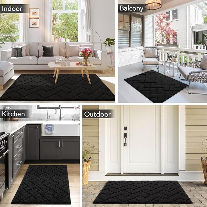hicorfe Indoor Door Mat, Non Slip Door Mats, Absorbent Resist Dirt Entrance