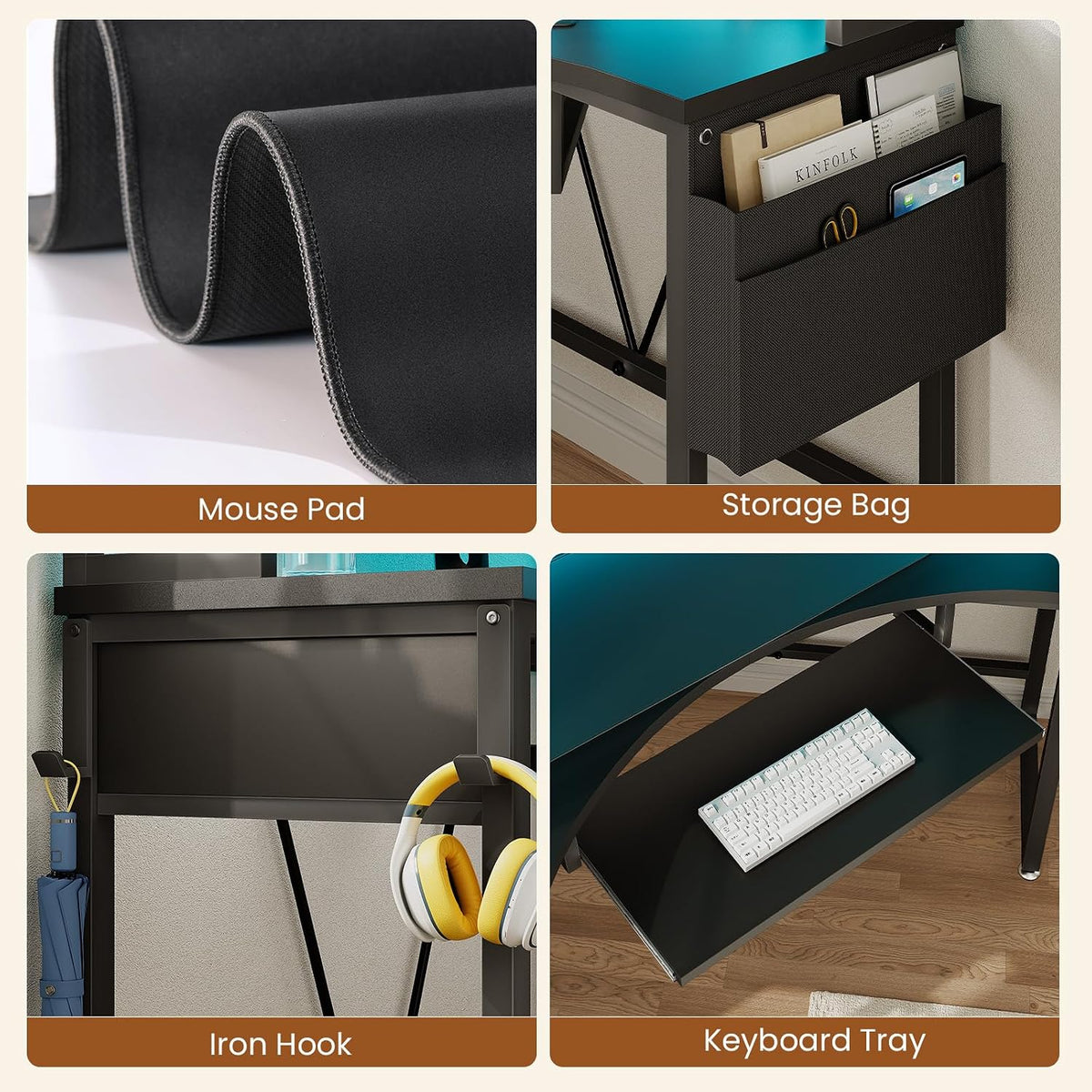 SEDETA 39" Spacious Corner Desk with Hutch, Storage for Small Space, Black