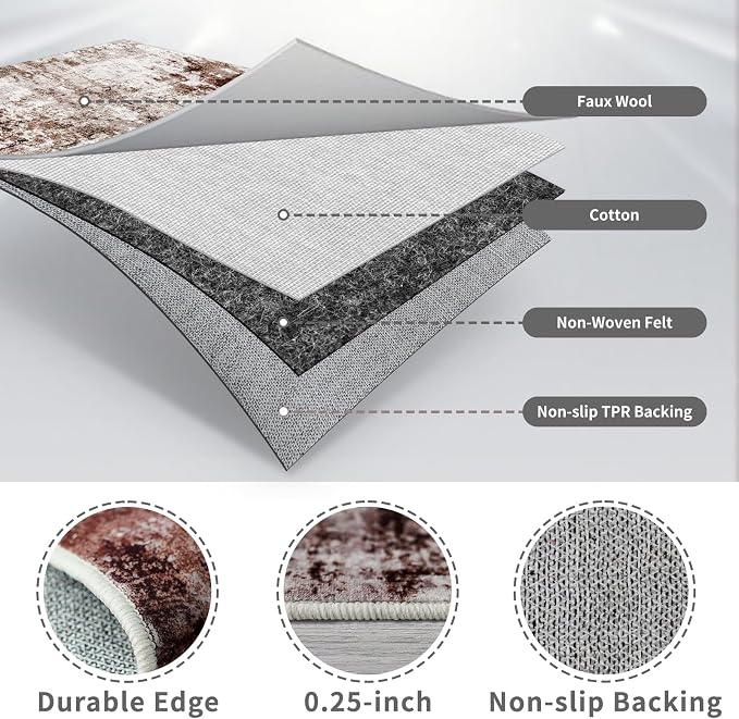 3x10 Washable Runner Rugs for Hallway: Easy-to-Clean Abstract Runners for