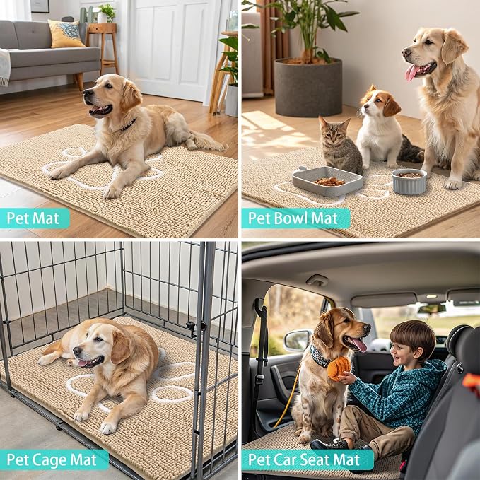Smiry Dog Door Mat for Muddy Paws, Absorbent Dirt Trapper Non Slip Quick Dry