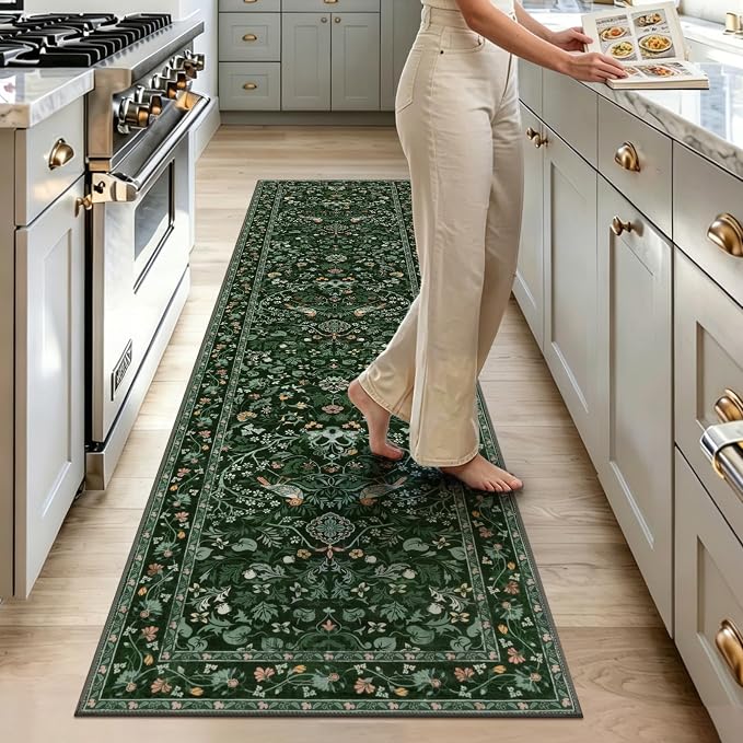 HEBE Washable Hallway Runner Rug 2'x 6' Non Slip Kitchen Rugs Runner, Low Pile