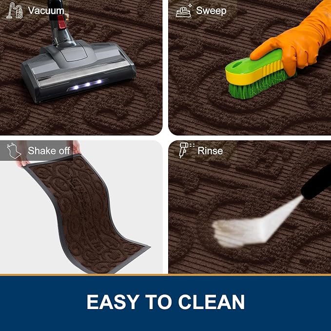 Smiry Welcome Door Mat Outside Entrance, Heavy Duty Trap Dirt and Moisture Easy