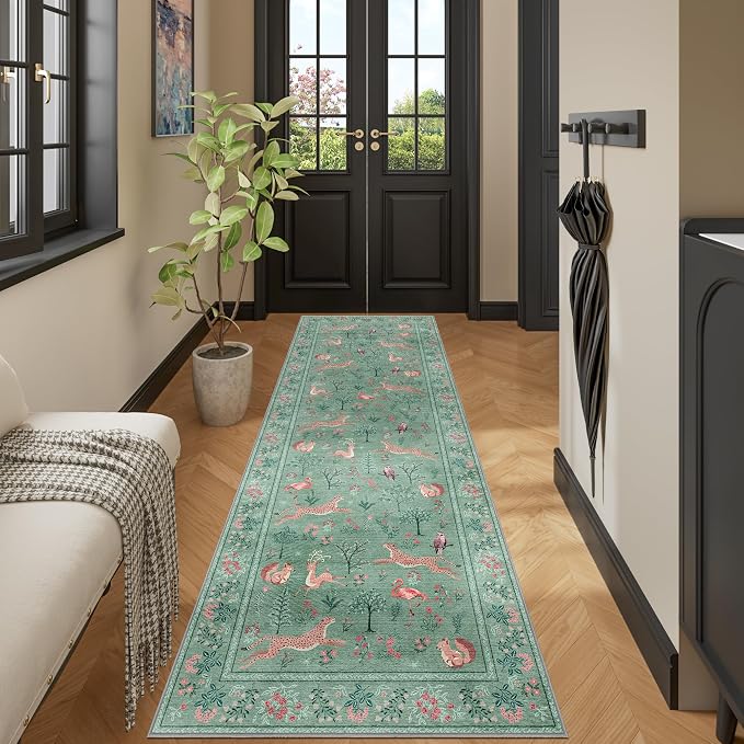 DUKINO 2.6x8 Rug for Hallway, Washable Kitchen Runner Rug