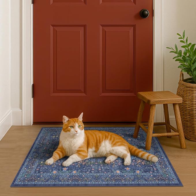 Navy Blue Washable 2x3 Entry Rug