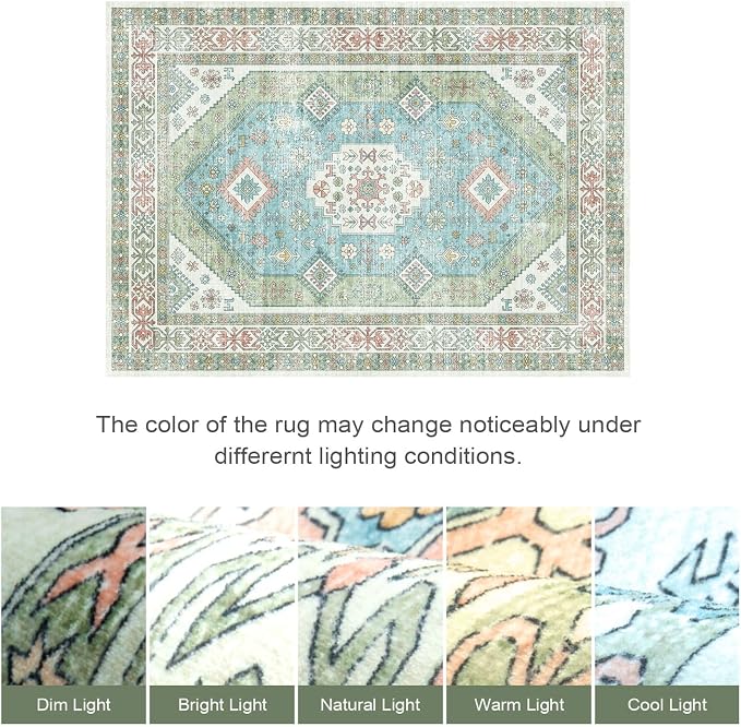 Lofus Vintage Living Room Rugs 8x10, Soft Machine Washable Area Rug