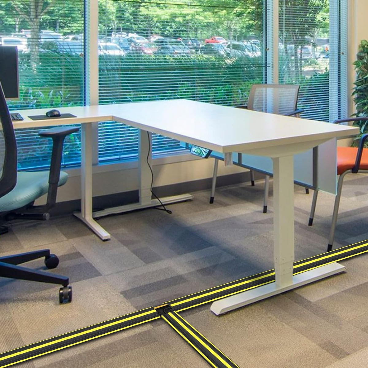 Eapele 10 ft Floor Cable Cover Protector, Heavy Duty PVC Duct Easy to Unroll, Prevent Trip Hazard for Home Office or Outdoor Settings