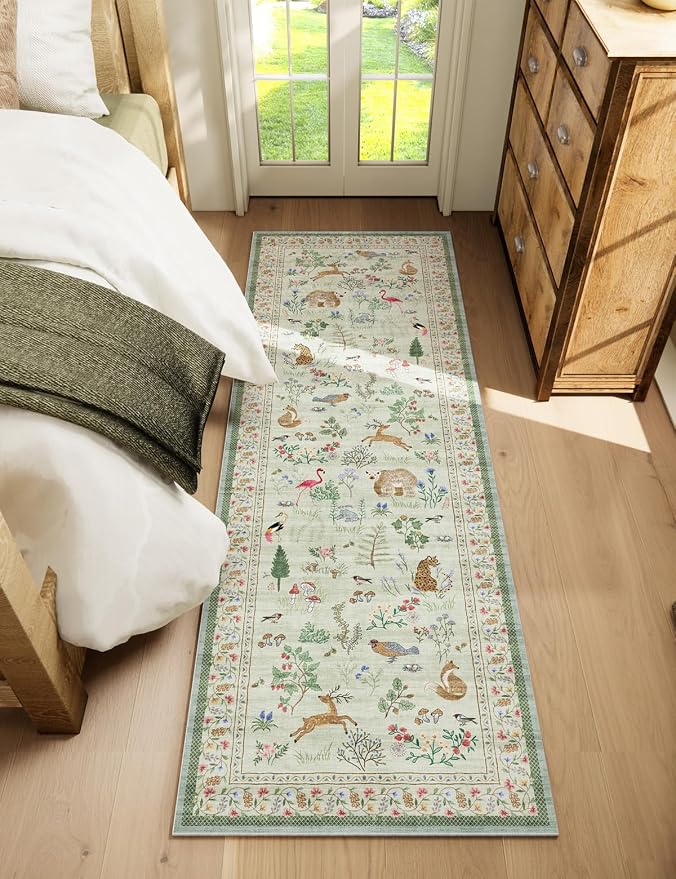 Machine Washable Kitchen Runner Rug: 2'x6' Hallway Rug Non Slip Low Pile Stain