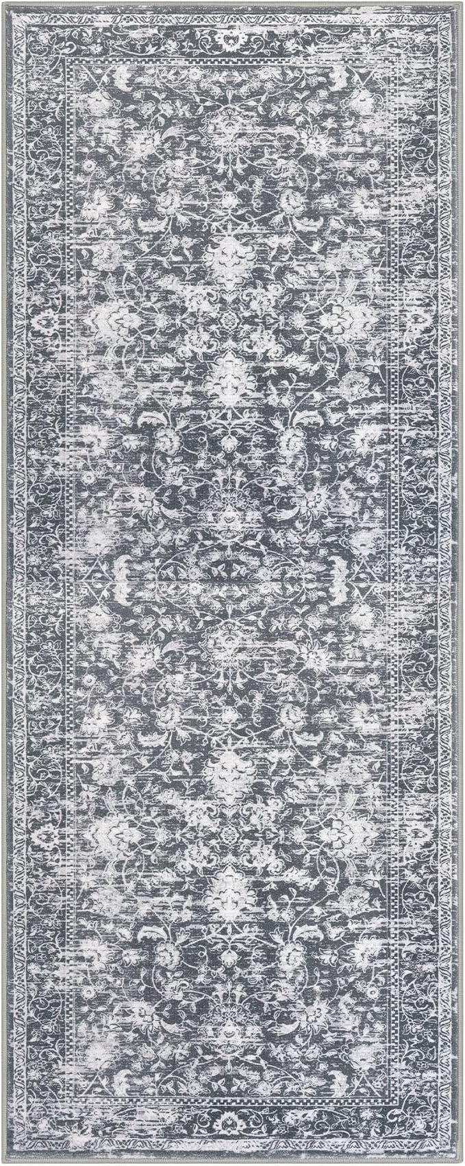 KILOCOCO Hallway Runner 2x6 Rug Runner Printed Vintage Floral Washable Kitchen