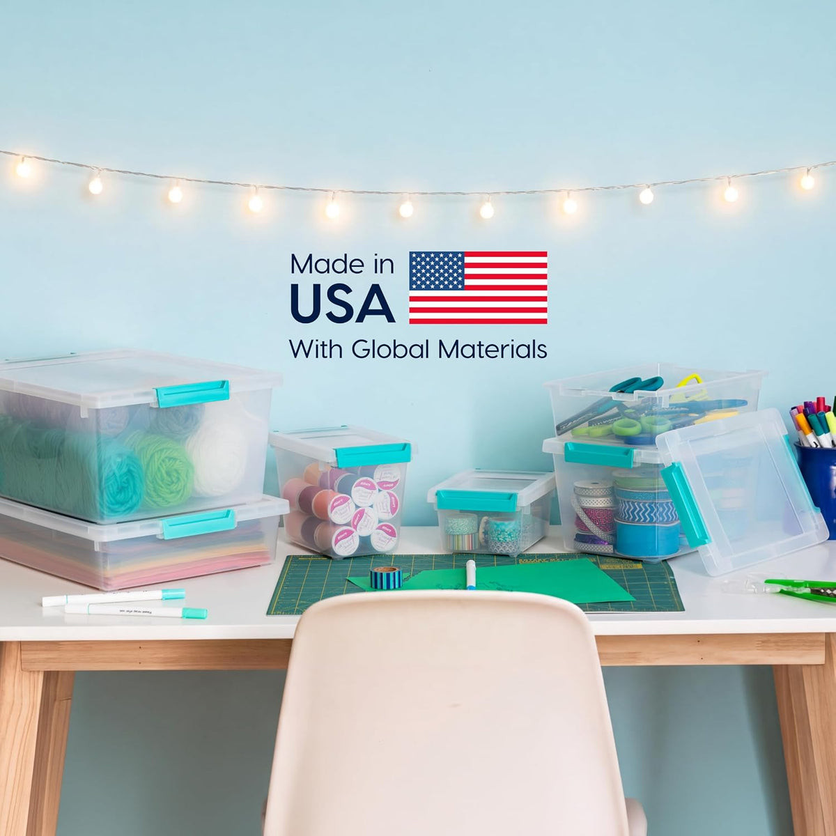 IRIS USA Storage Bins with Lids |Made in USA| 6 Qt - (4-Pack) - Clear