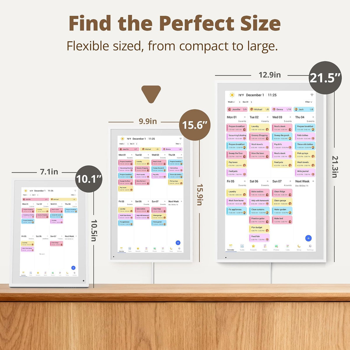 Digital Calendar 15" Touchscreen, Electronic Family Chore Planner Wall Desk