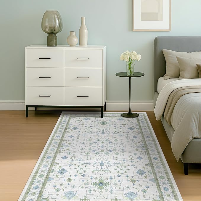 Green and Blue Kids Rugs for Bedroom 5x8