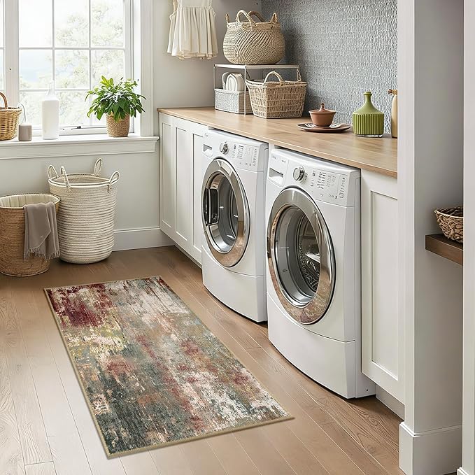RELEANY Washable Area Rugs 2'x4' Non-Slip Modern Abstract Soft
