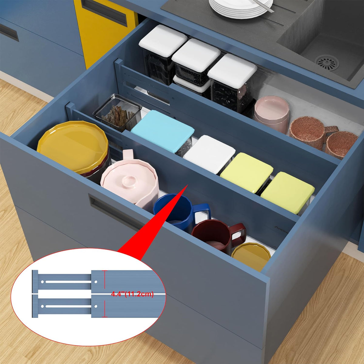 ANTOWIN Expandable Bamboo Drawer Dividers, Fits 17.6-21.6" Drawers
