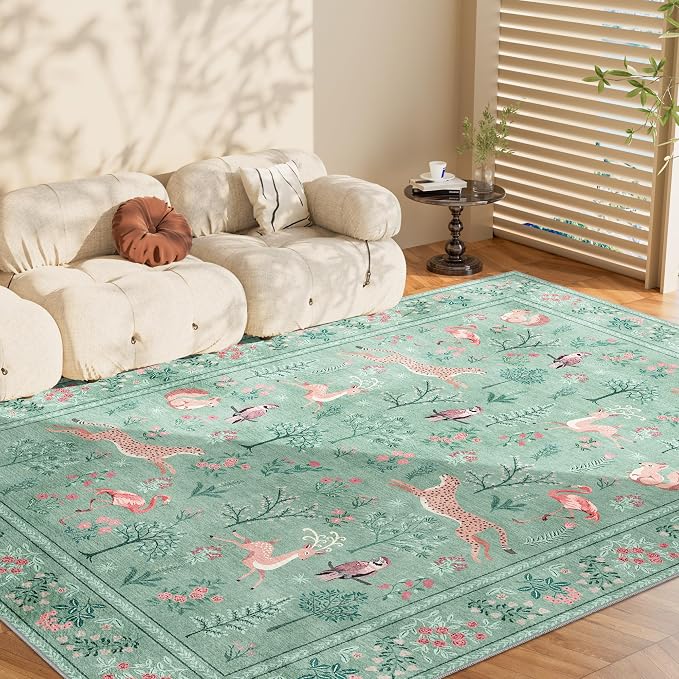 DUKINO 5x7 Rug, Washable Animal Living Room Rug