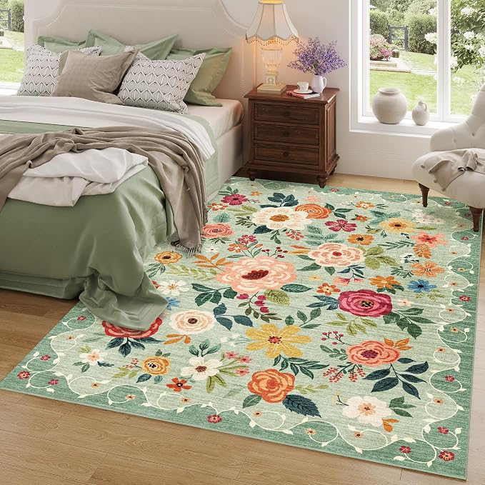 DUKINO 8x10 Area Rug, Floral Rugs