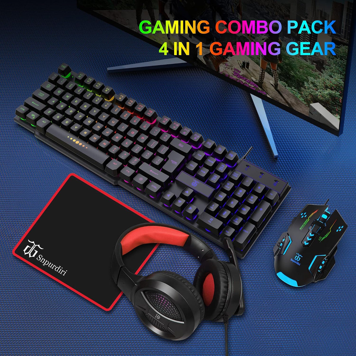 DGG Gaming Keyboard and Mouse, Headphones, Mouse pad Combo for PC Gamers