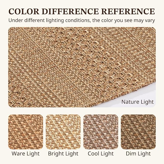 MatEssenz 2x3 Textured Washable Entry Rug, Natural Woven Low-Profile Door Mat