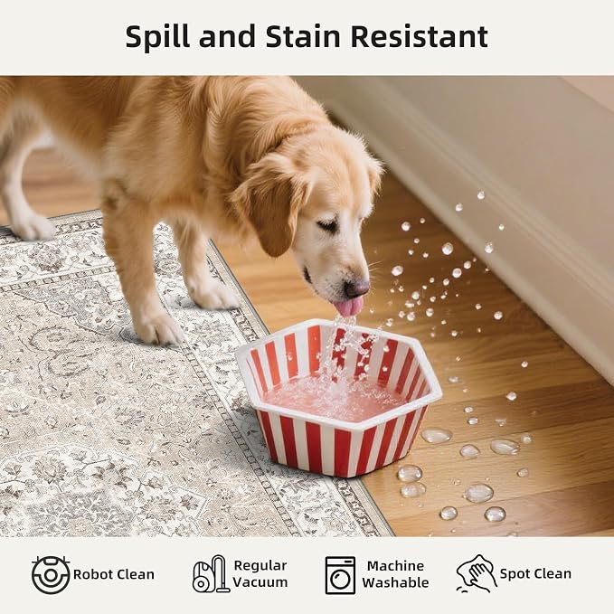 4 Pieces Kitchen Rug Set: Washable Water Resisitant Carpet