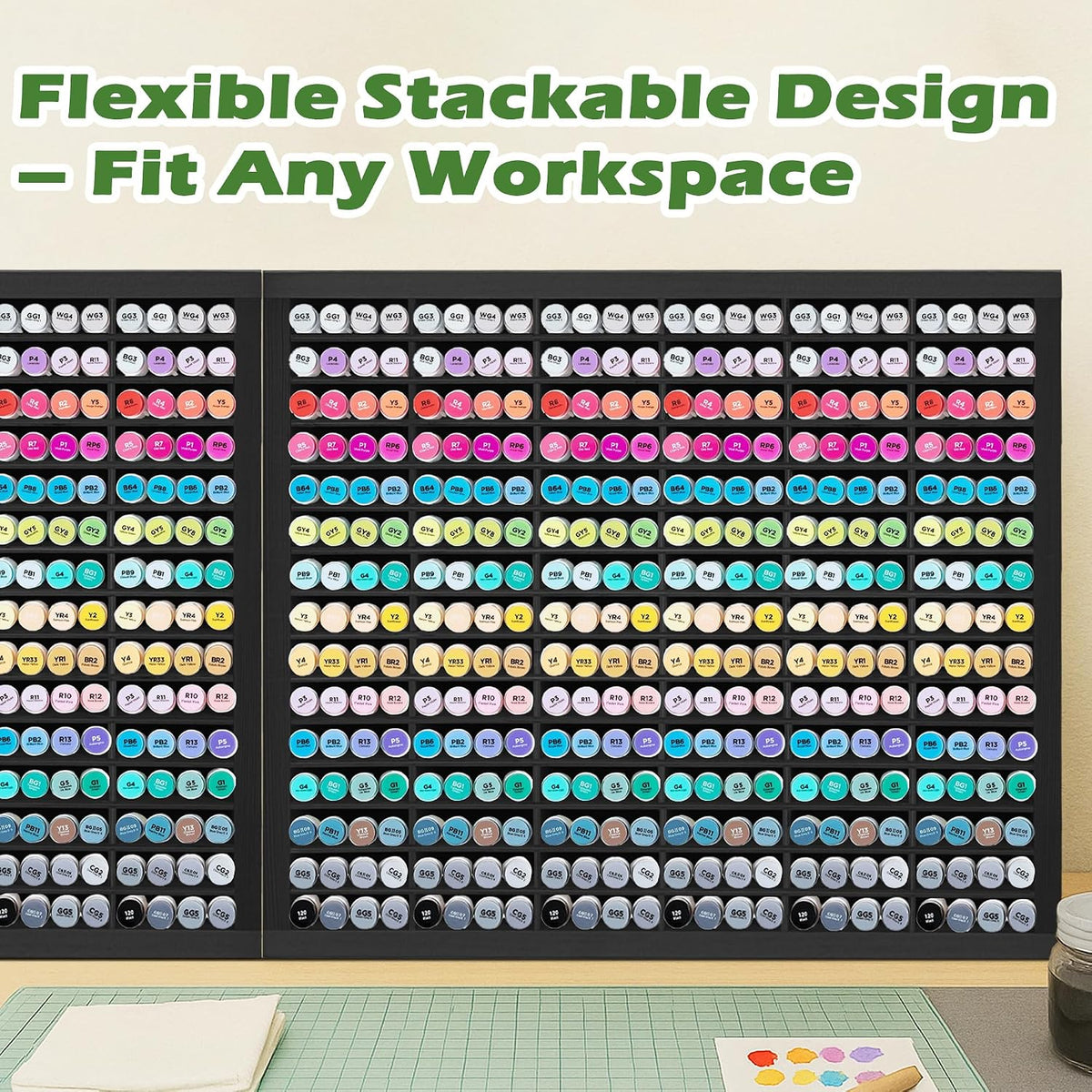 PROLEE Markers Organizer with 90 Compartments for 360 Marker Storage Art Pens Storage Rack,Watercolor Brushes Pens Alcohol Marker Holder for Desk Organizer