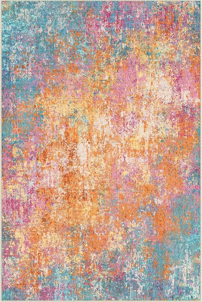 RELEANY Washable Area Rugs 9'x12' Non-Slip Modern Abstract Soft