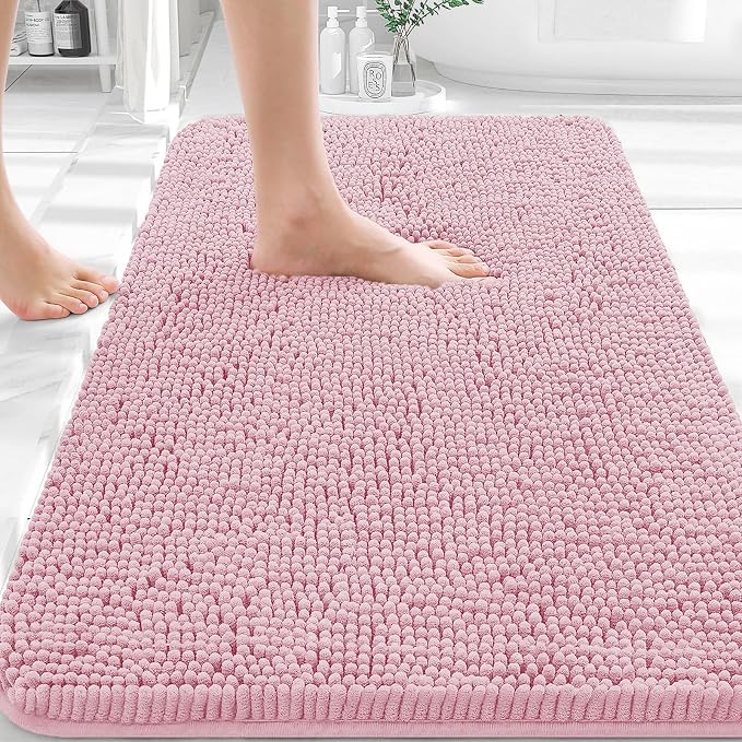 OLANLY Bathroom Rugs 32x20, Extra Soft Absorbent Chenille Bath Rugs, Rubber