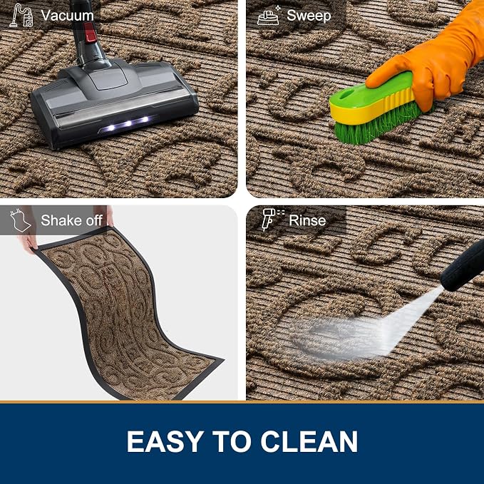 Smiry Welcome Door Mat Outside Entrance, Heavy Duty Trap Dirt and Moisture Easy