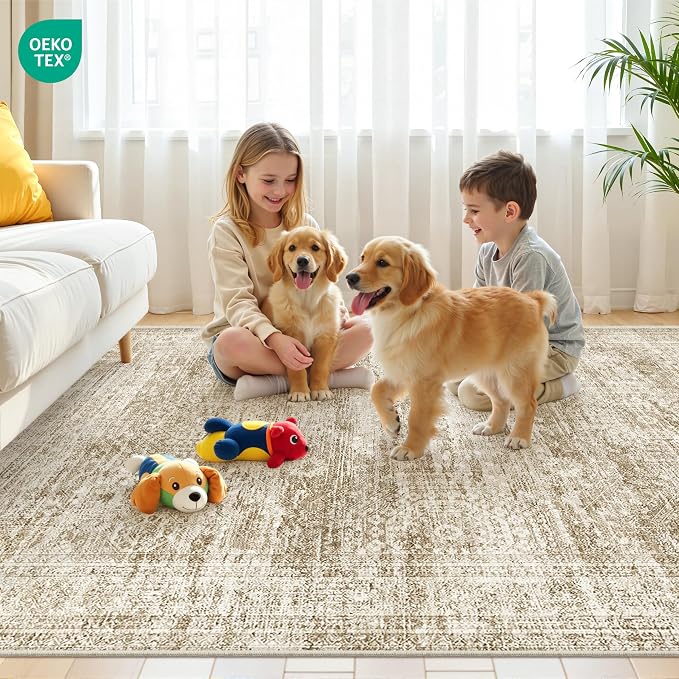 Area Rugs 4x6 for Living Room, Non-Slip Backing Small Kids Rugs for Bedroom