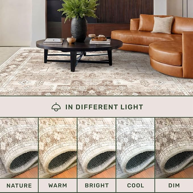 Boho 2x8 Long Runner Rugs for Hallway, Neutral Farmhouse Non Slip Runner for