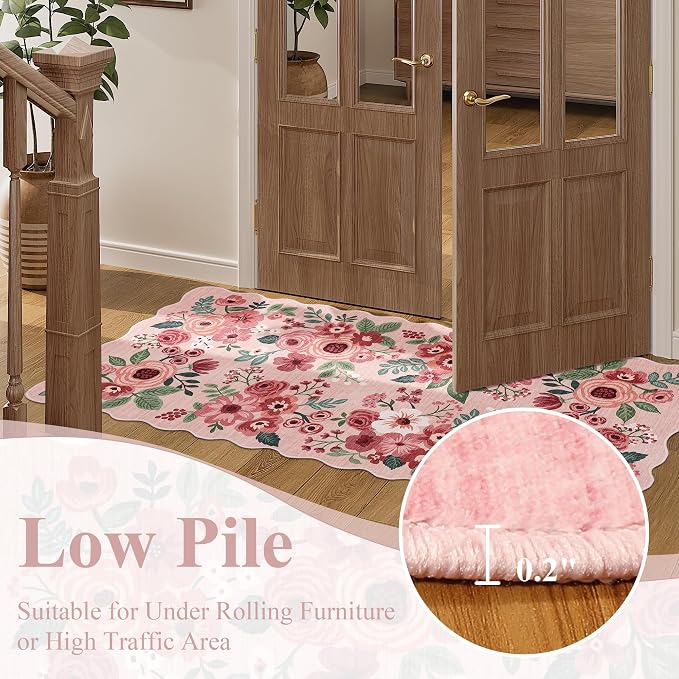 DUKINO 2x8 Washable Runner Rug, Lightweight Soft Floral Hallway Rug Runner