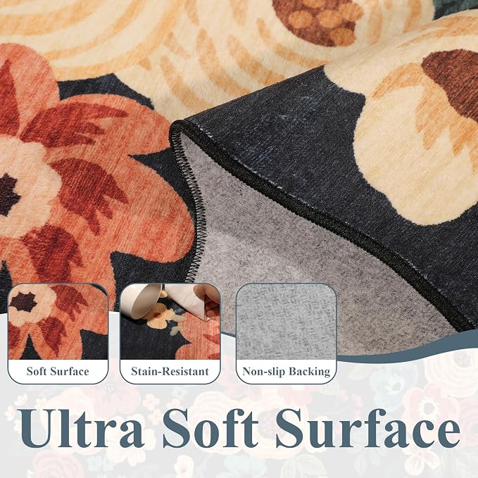 DUKINO 2x6 Runner Rug for Hallway, Washable Kitchen Rug