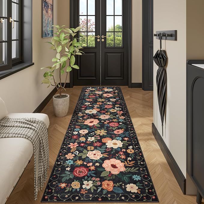 DUKINO 3x8 Runner Rug, Washable Rug