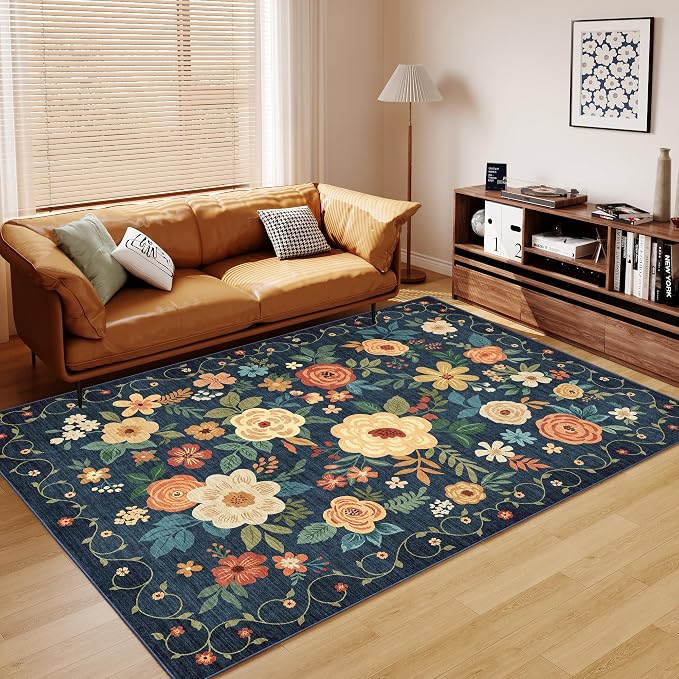 DUKINO 8x10 Area Rug, Floral Rugs