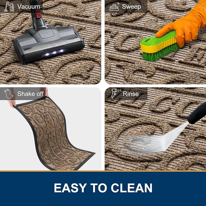 Smiry Welcome Door Mat Outside Entrance, Heavy Duty Trap Dirt and Moisture Easy