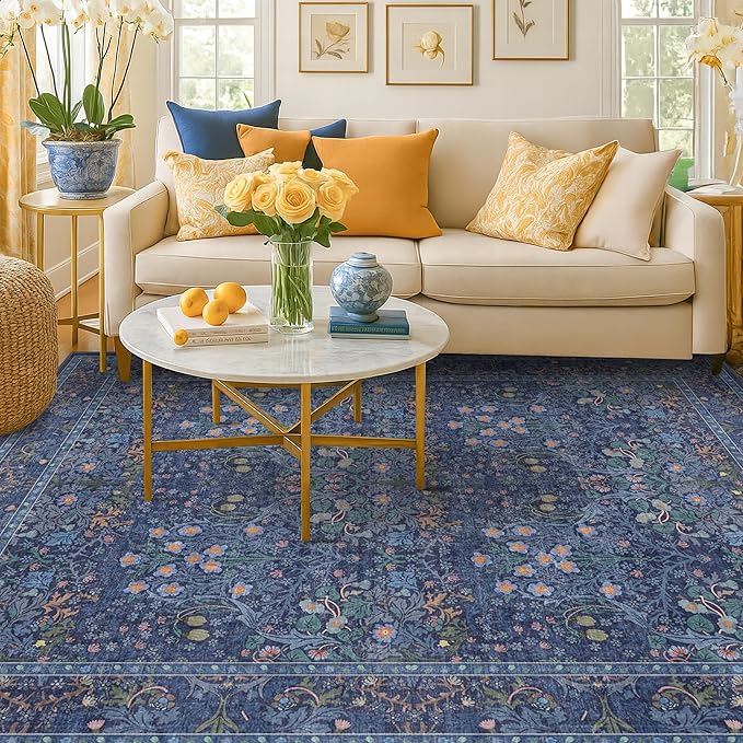 Dark Navy Blue Living Room Rug 5x7 Area Rug