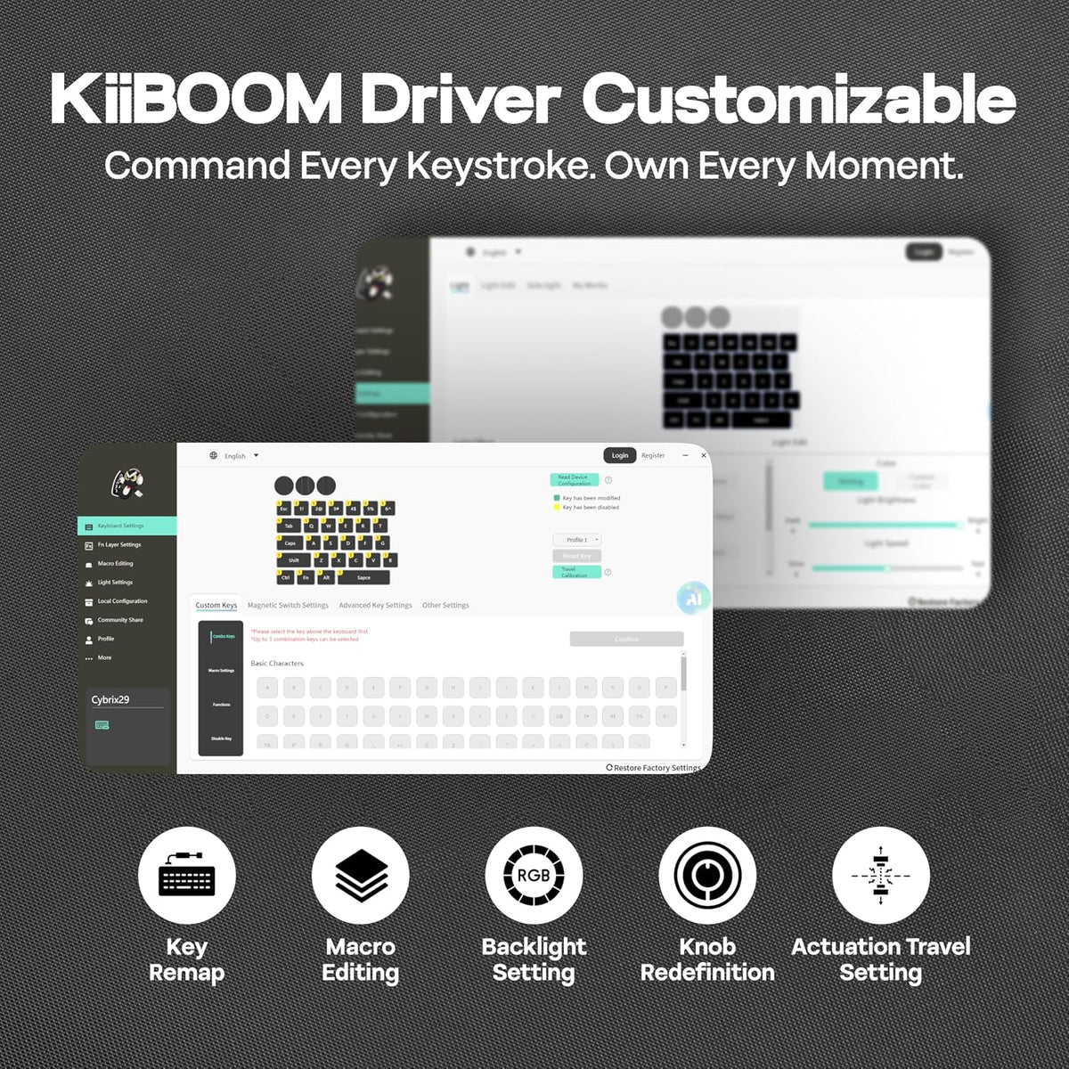 KiiBoom Cybrix 29 Rapid Fast Wired Gaming Keyboard, 8Khz Polling