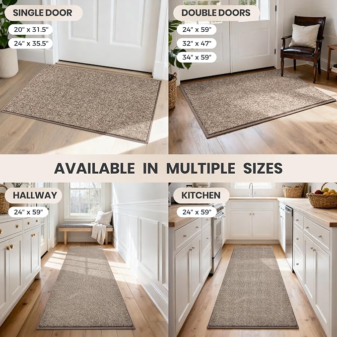 PURRUGS Dirt Trapping Door Mat 32" x 47", Non-Slip Machine Washable Entry Rug