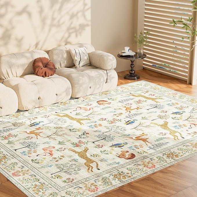 DUKINO 6x9 Rug, Washable Animal Living Room Rug