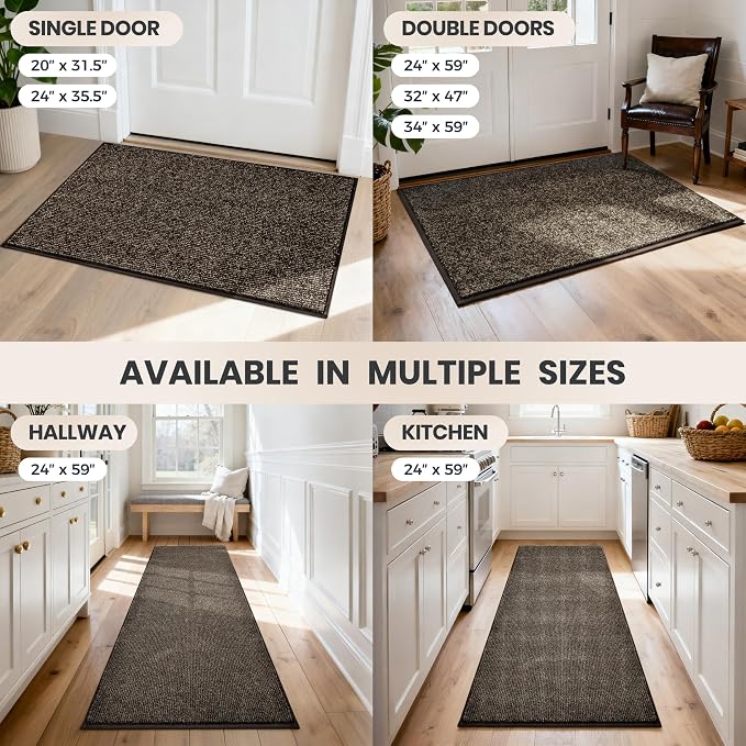 PURRUGS Dirt Trapping Door Mat 34" x 59", Non-Slip Machine Washable Entry Rug