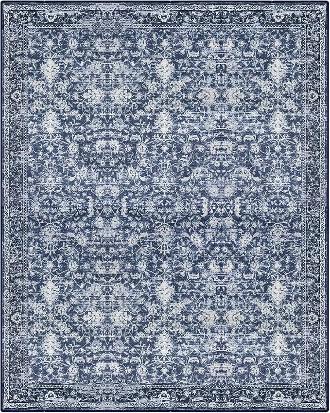 KILOCOCO Area Rug 9x12 Living Room Rug Washable Printed Vintage Floral Non Slip