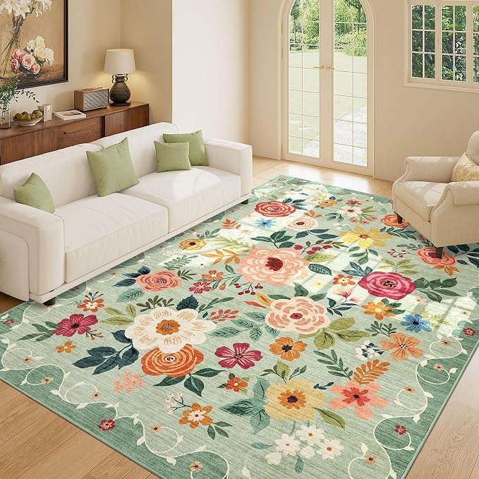 DUKINO 5x7 Area Rug, Floral Rugs