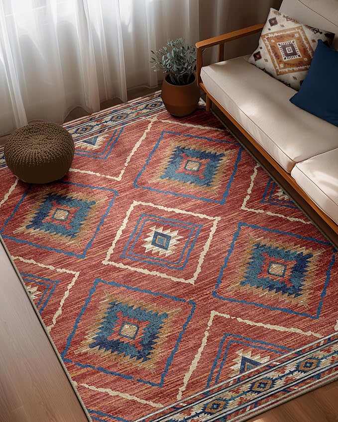 BESTSWEETIE Area Rug 10x14 Rug Machine Washable Non-Slip Low Pile Print Pattern