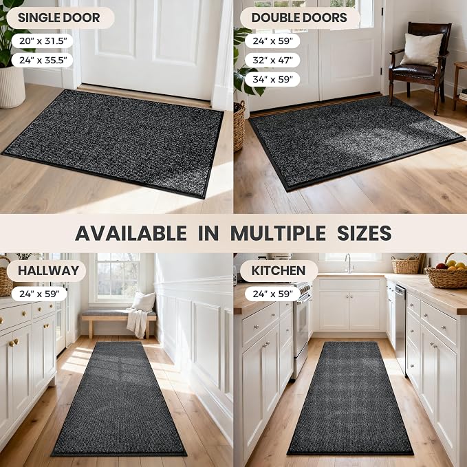 PURRUGS Dirt Trapping Door Mat 34" x 59", Non-Slip Machine Washable Entry Rug