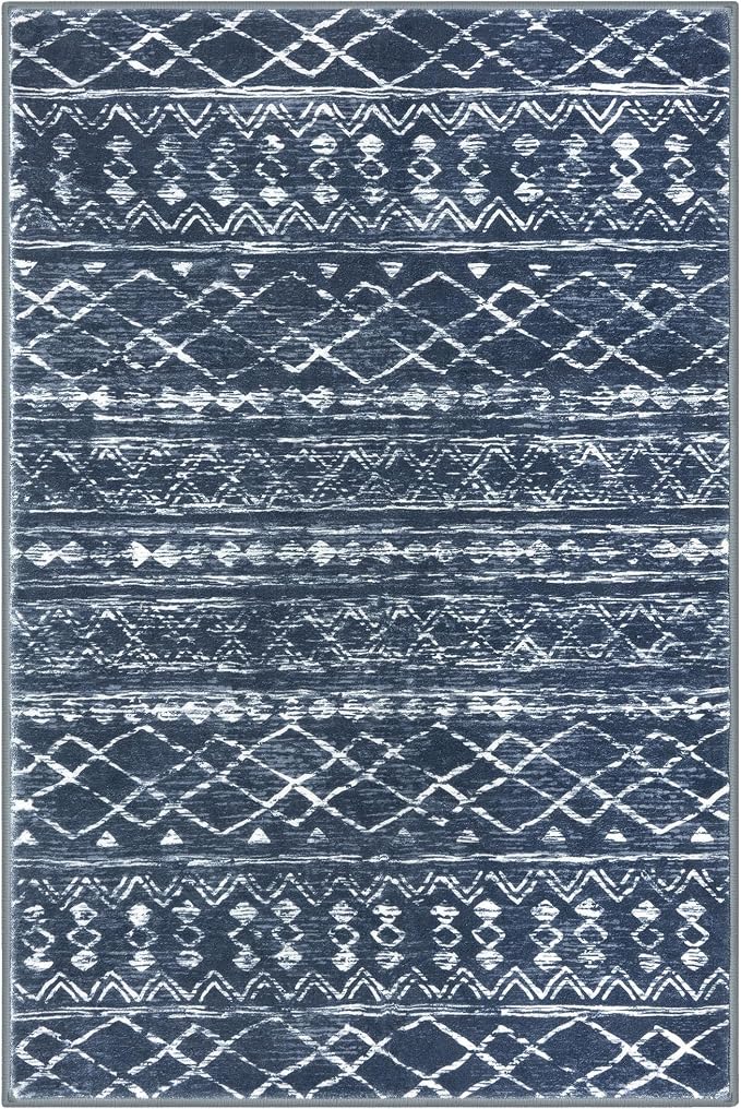 KUTA Moroccan Rugs for Entryway, 2x3 Navy Blue Entrance Small Area Rug