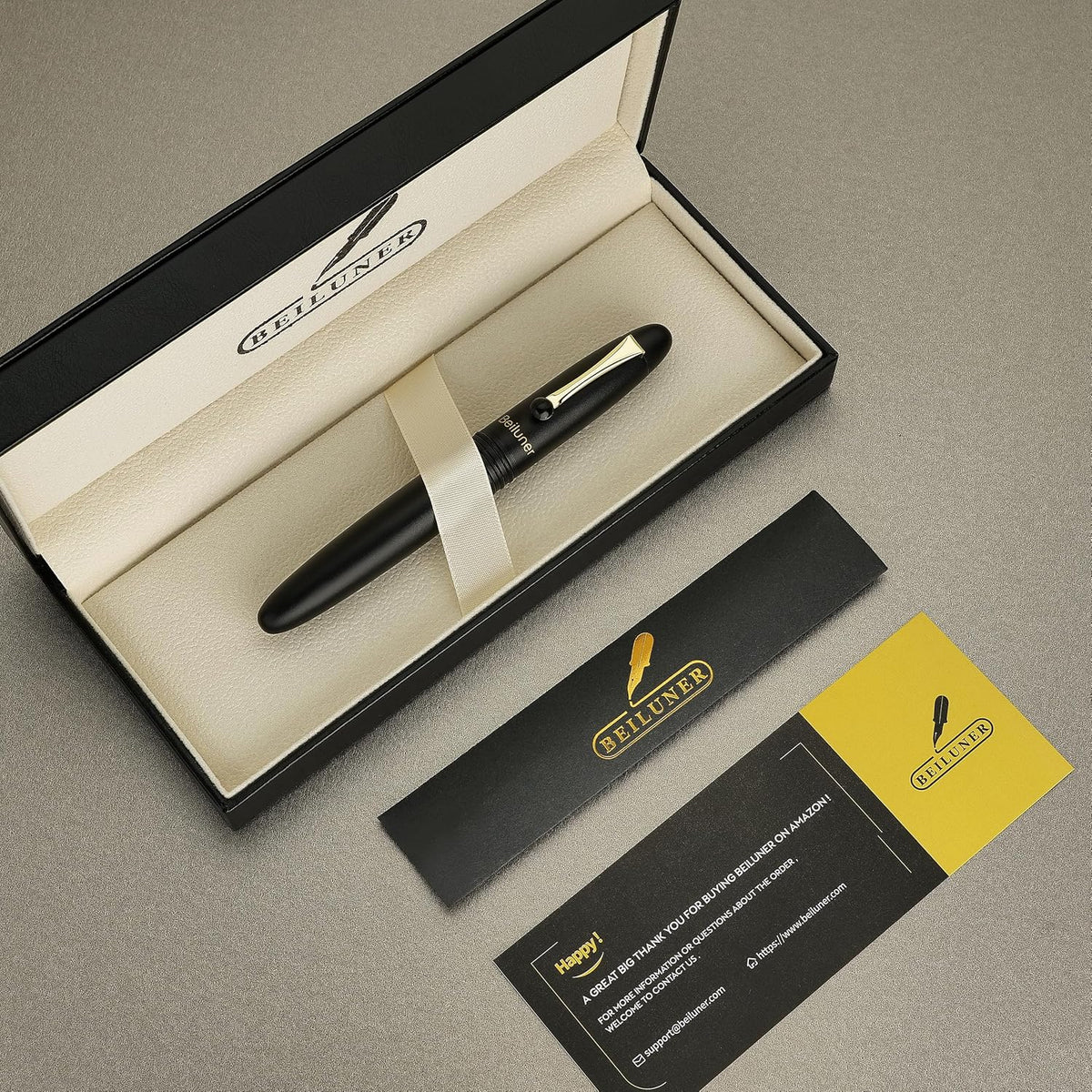 BEILUNER 320 Black Rollerball,Fancy, Stunning Luxury Pen with Gold Finish