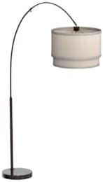 Brightech Mason Arc Floor Lamp - Modern Corner Standing Lamp with Unique Hanging Drum Lamp Shade for Living Room - Bright Overhead, Curved Hanging Light for Bedroom. Library, Den - Bronze