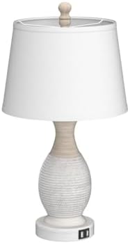 PARTPHONER Table Lamps Set of 2, Bedside Touch Lamp with USB C+A Charging Ports, Side Table Lamp with White Fabric Shade (LED Bulbs Included)