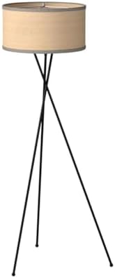 Brightech Jaxon LED Floor lamp, Modern Lamp for Living Rooms & Offices, Tall Lamp with Contemporary Drum Shade, Gold Tripod Standing Lamp for Bedroom Reading, Great Living Room Decor - Black